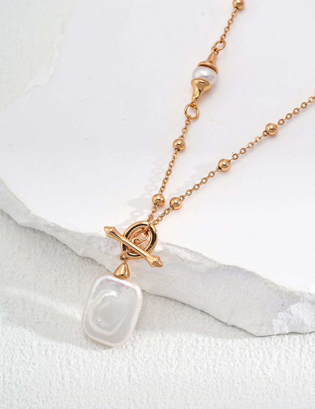 Natural Pearl Necklace Gold Plated