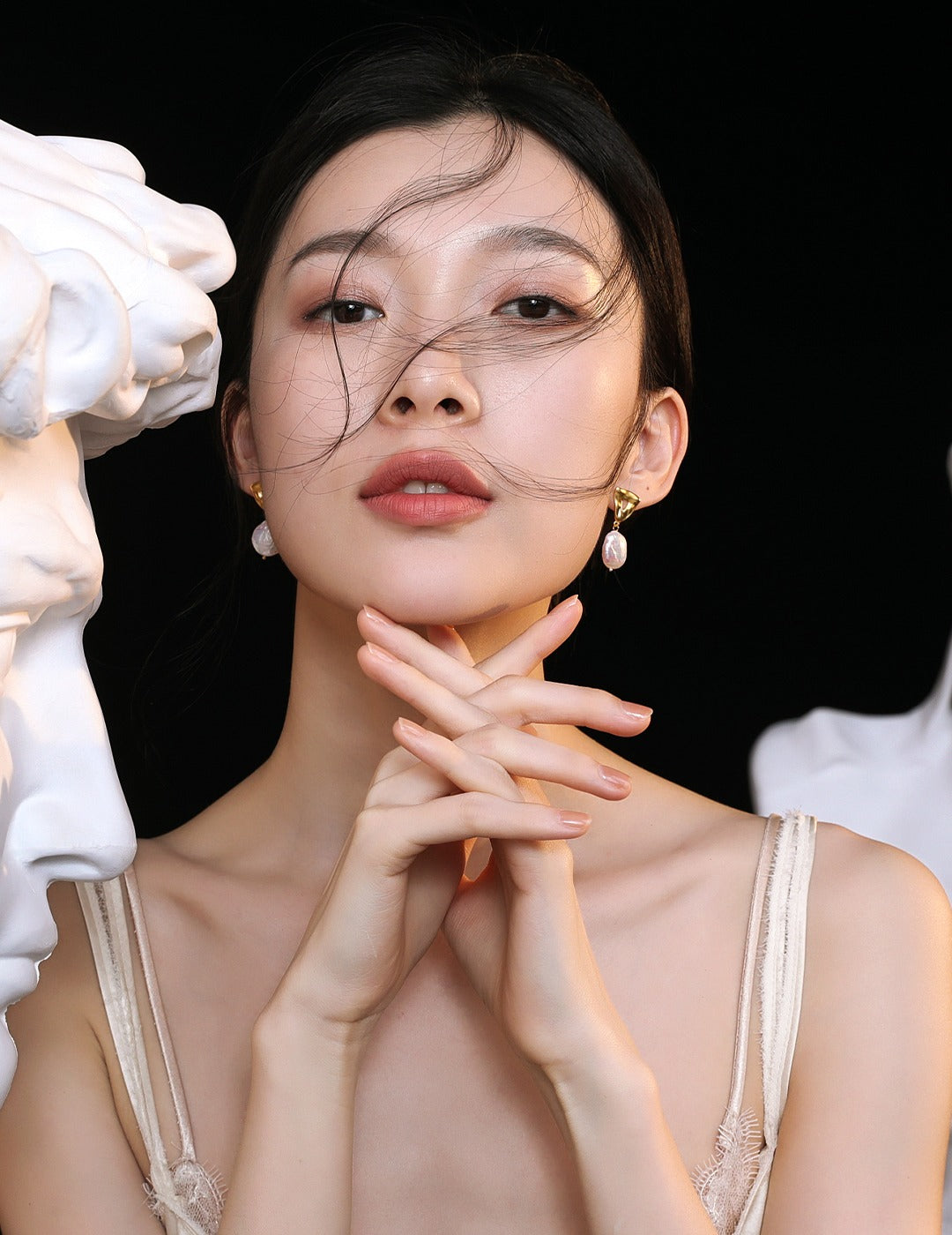 Natural Pearls Earring With Vintage Gold-Plated Silver