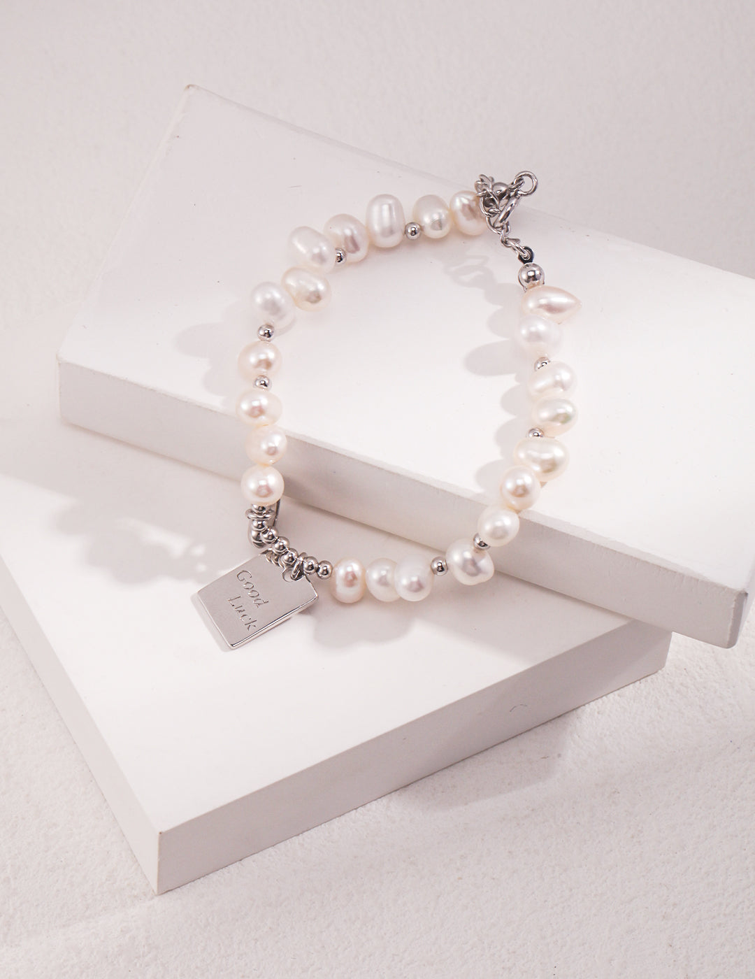 Pearl Lucky Charm Bracelet (Silver)