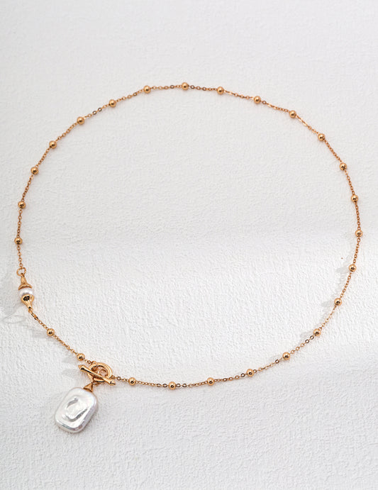 Natural Pearl Necklace Gold Plated