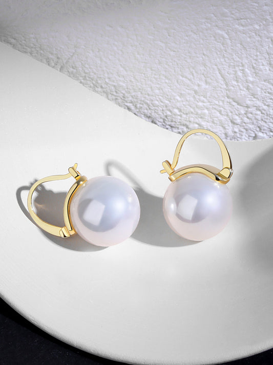 Big Natural Pearls Earring In Gold-Plated Silver