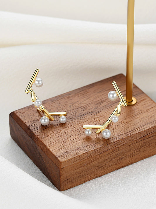 Contemporary Natural Pearl Earrings