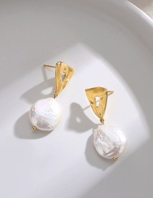 Natural Pearls Earring With Vintage Gold-Plated Silver