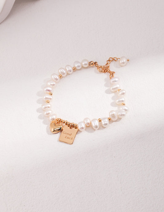 Pearl Lucky Charm Bracelet (Gold)
