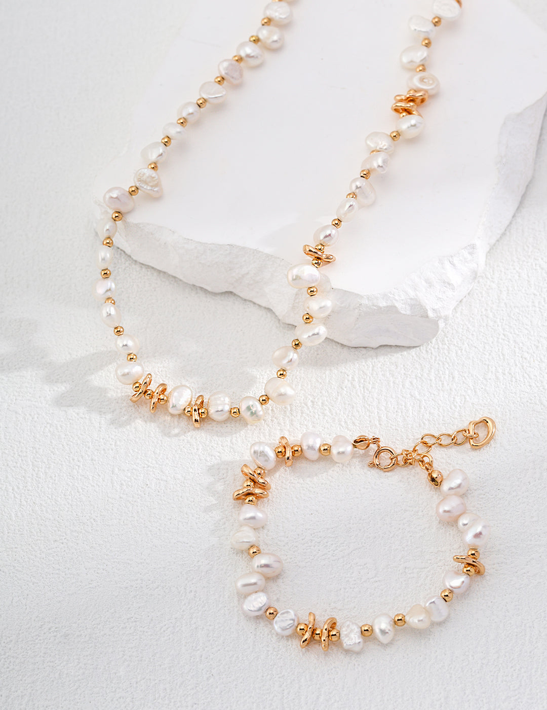 All Natural Pearl Necklace With Gold Plated Silver Links (Necklace ONLY)
